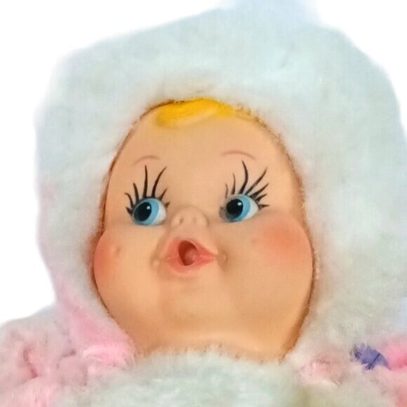 Vintage 1960s Childs Pyjama Holder Doll with Rubber Face‎ Pink Dress with Zip - Picture 2 of 7